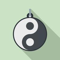 Yin yang emblem icon, flat style vector