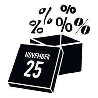 Box discounts on twenty fifth of november icon vector