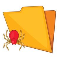 Folder with a bug icon, cartoon style vector