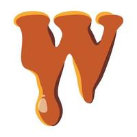 Letter W from caramel icon vector