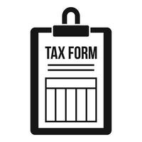 Tax form clipboard icon, simple style vector