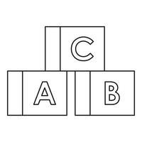 Cubes with letters A,B,C icon, outline style vector