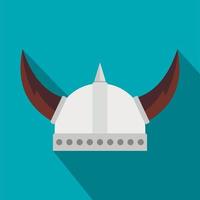 Viking helmet icon, flat style vector