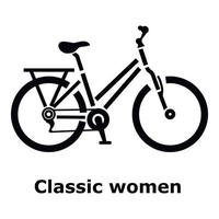 icono de bicicleta de mujer clásica, estilo simple vector