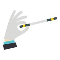 Hand with magic wand icon, flat style vector