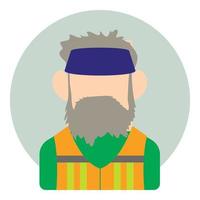 Avatar man with beard icon, flat style vector