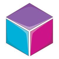 Colorful cube icon, cartoon style vector