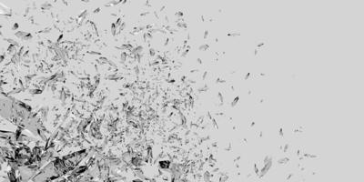 Broken glass shattered glass dust particles explosion fragments scattered background 3D illustration photo
