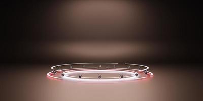 Circular podium laser light and circular neon light Modern technology backdrops and walls 3D illustration photo