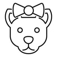 lindo gato con icono de arco, estilo de esquema vector