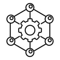 Nanotechnology gear structure icon, outline style vector