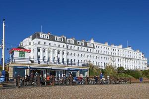 EASTBOURNE, EAST SUSSEX, UK - NOVEMBER 18. Beach cafe in Eastbourne, East Sussex on November 18, 2022. Unidentified people photo