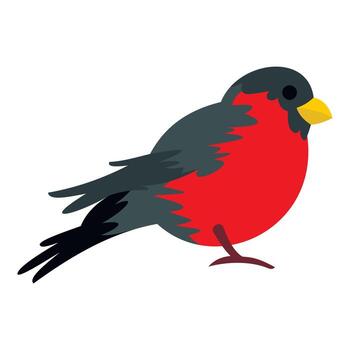 pájaro con icono de plumaje rojo, estilo plano vector