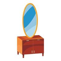 Chest of drawers with mirror icon, cartoon style vector
