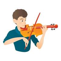 Man plays on violin icon, flat style vector