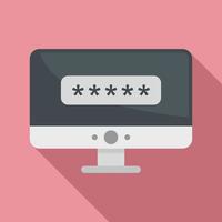 Pc login authentication icon, flat style vector