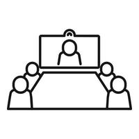 Table online meeting icon, outline style vector