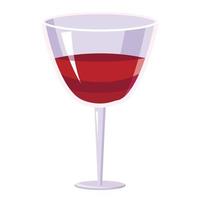 Glass of wine icon, cartoon style vector