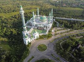 East Kutai, East Kalimantan, Indonesia - August 28, 2020.  Aerial View Of Al Faruq Mosque, one of the biggest mosques photo