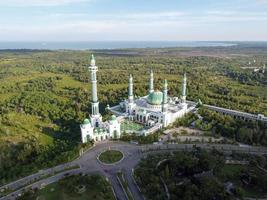 East Kutai, East Kalimantan, Indonesia - August 28, 2020.  Aerial View Of Al Faruq Mosque, one of the biggest mosques photo