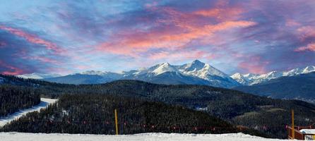 At the top of ski slopes of the Continental Divide in the Colorado Mountain Range. photo