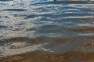 Fondo de textura de ondulación de agua. superficie de agua ondulada durante la puesta de sol, luz dorada reflejada en el agua. foto