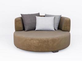 3d Furniture modern fabric round simgle sofa isolated on a white background