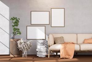 Empty room of Set of 3 photo frame with Furniture and fixture with neutral tones