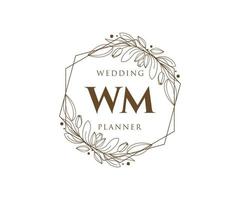 WM Initials letter Wedding monogram logos collection, hand drawn modern minimalistic and floral templates for Invitation cards, Save the Date, elegant identity for restaurant, boutique, cafe in vector