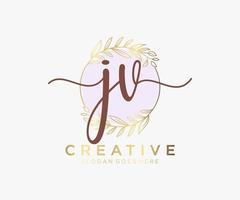 Initial JV feminine logo. Usable for Nature, Salon, Spa, Cosmetic and Beauty Logos. Flat Vector Logo Design Template Element.