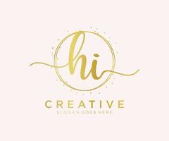 Initial HI feminine logo. Usable for Nature, Salon, Spa, Cosmetic and Beauty Logos. Flat Vector Logo Design Template Element.