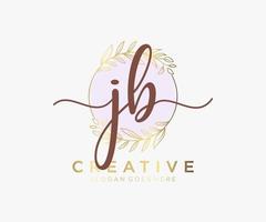 Initial JB feminine logo. Usable for Nature, Salon, Spa, Cosmetic and Beauty Logos. Flat Vector Logo Design Template Element.