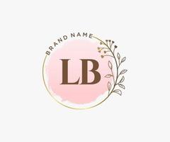 logotipo femenino lb inicial. utilizable para logotipos de naturaleza, salón, spa, cosmética y belleza. elemento de plantilla de diseño de logotipo de vector plano.