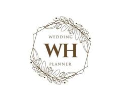 WH Initials letter Wedding monogram logos collection, hand drawn modern minimalistic and floral templates for Invitation cards, Save the Date, elegant identity for restaurant, boutique, cafe in vector