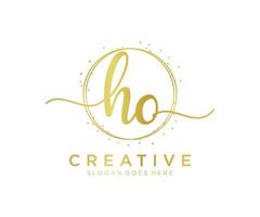 Initial HO feminine logo. Usable for Nature, Salon, Spa, Cosmetic and Beauty Logos. Flat Vector Logo Design Template Element.