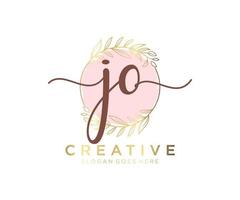 Initial JO feminine logo. Usable for Nature, Salon, Spa, Cosmetic and Beauty Logos. Flat Vector Logo Design Template Element.