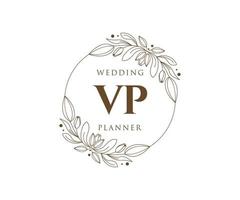 VP Initials letter Wedding monogram logos collection, hand drawn modern minimalistic and floral templates for Invitation cards, Save the Date, elegant identity for restaurant, boutique, cafe in vector