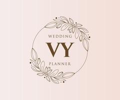 VY Initials letter Wedding monogram logos collection, hand drawn modern minimalistic and floral templates for Invitation cards, Save the Date, elegant identity for restaurant, boutique, cafe in vector
