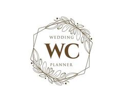 WC Initials letter Wedding monogram logos collection, hand drawn modern minimalistic and floral templates for Invitation cards, Save the Date, elegant identity for restaurant, boutique, cafe in vector