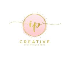 Initial IP feminine logo. Usable for Nature, Salon, Spa, Cosmetic and Beauty Logos. Flat Vector Logo Design Template Element.