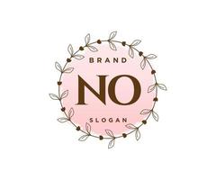 Initial NO feminine logo. Usable for Nature, Salon, Spa, Cosmetic and Beauty Logos. Flat Vector Logo Design Template Element.