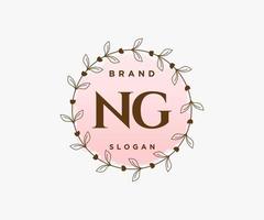 Initial NG feminine logo. Usable for Nature, Salon, Spa, Cosmetic and Beauty Logos. Flat Vector Logo Design Template Element.