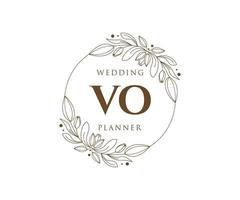 VO Initials letter Wedding monogram logos collection, hand drawn modern minimalistic and floral templates for Invitation cards, Save the Date, elegant identity for restaurant, boutique, cafe in vector