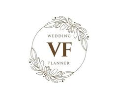 colección de logotipos de monograma de boda con letras iniciales vf, plantillas florales y minimalistas modernas dibujadas a mano para tarjetas de invitación, guardar la fecha, identidad elegante para restaurante, boutique, café en vector