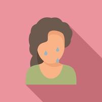 adolescente problema llorando icono, estilo plano vector