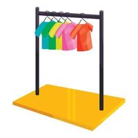 Clothes hanging on the rack icon, cartoon style vector