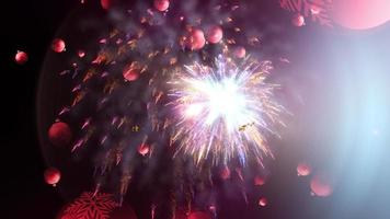 contento nuovo anno 2023 testo con fuoco d'artificio cinematico video