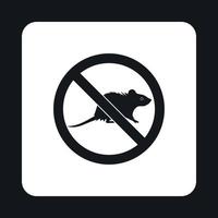Prohibition sign mouse icon, simple style vector