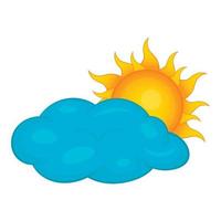 Sun behind clouds icon, cartoon style vector