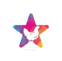 diseño de logotipo vectorial de concepto de forma de estrella de gallina. símbolo de icono de vector de pájaro de pollo.